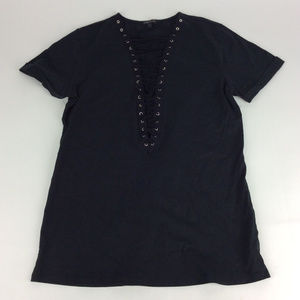 MMM Women'sCAsual LAce-Up Blouse